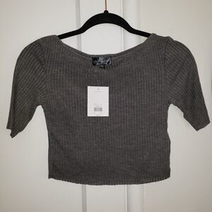 Topshop Basic Ribbed Short Sleeve Crop Top